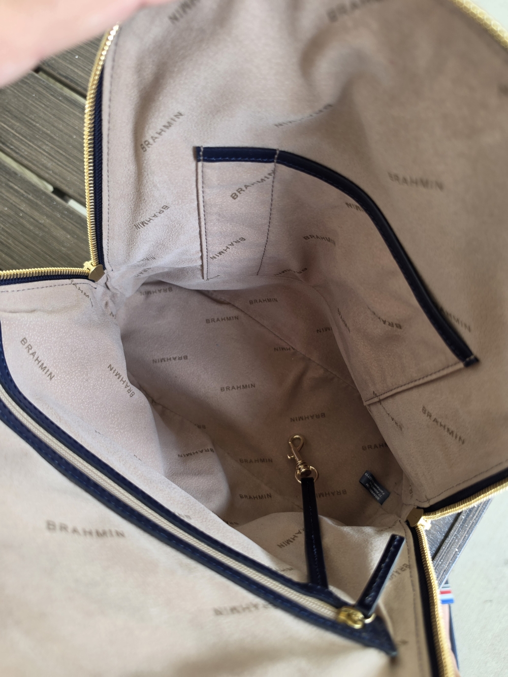 Brahmin Rosemary Deep Navy Leather Backpack with Top Handle - Picture 8 of 10